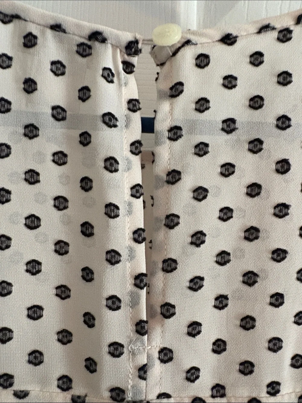 J. Crew Cream Blouse with Black Polka Dots and Ruffle Sleeves